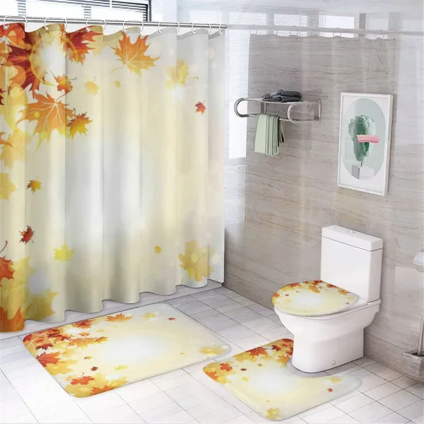 Flying Maple Leaves on a shower curtain