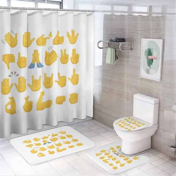 Hand Signals Thumbs on a shower curtain