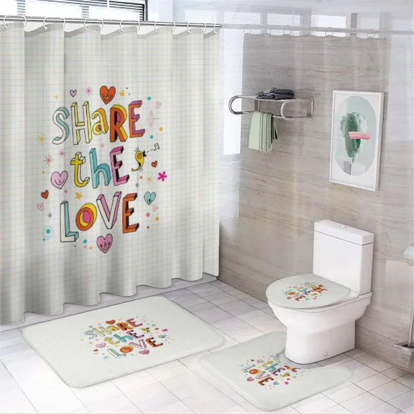 Happy Childish Hearts Bird on a shower curtain
