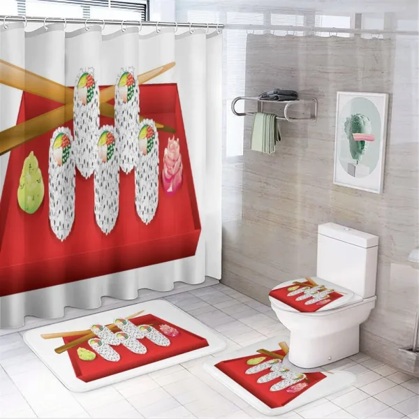 Japan California Rolls Plate on a shower curtain