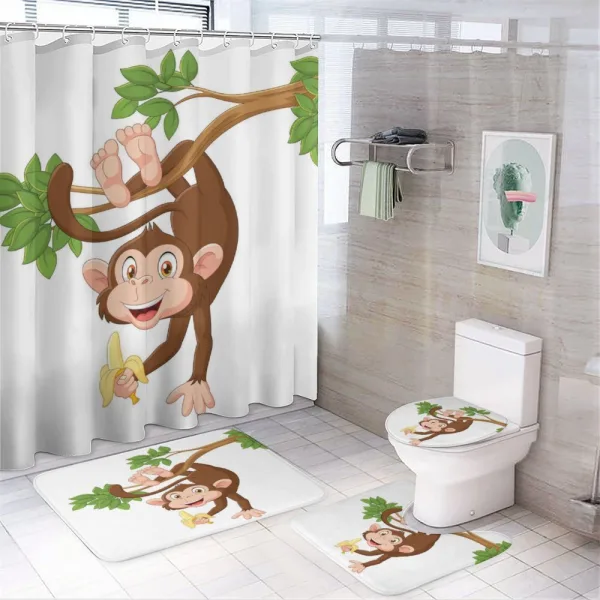 Monkey with Banana Tree on a shower curtain