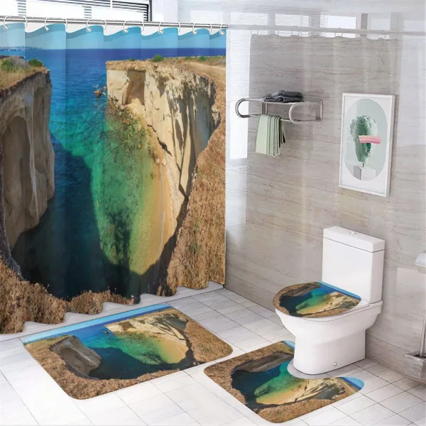 Panoramic Sea and Grotto on a shower curtain