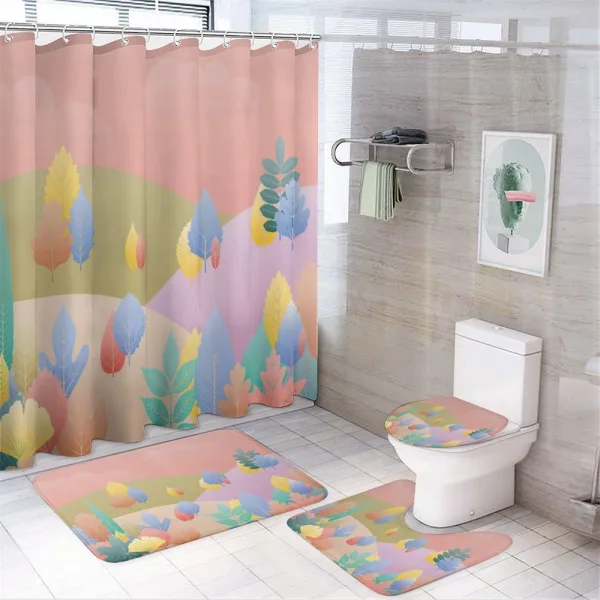 Pastel Fall Leaves on a shower curtain