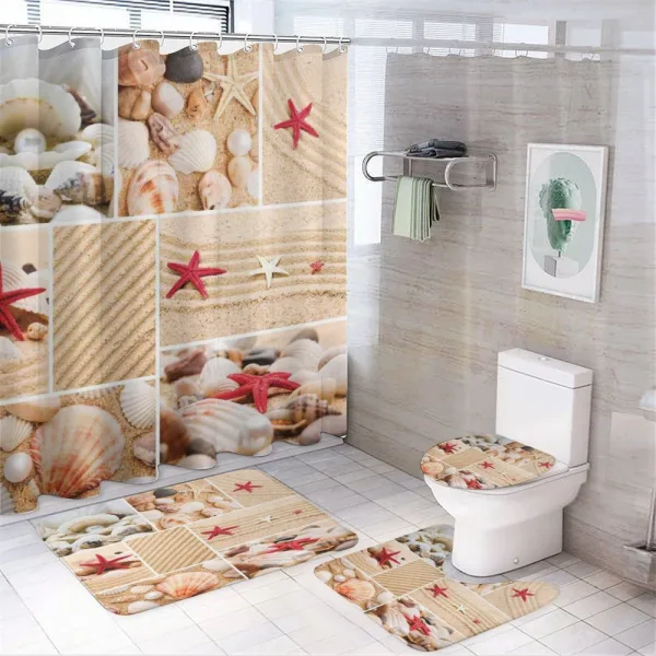 Seashells Starfishes on a shower curtain