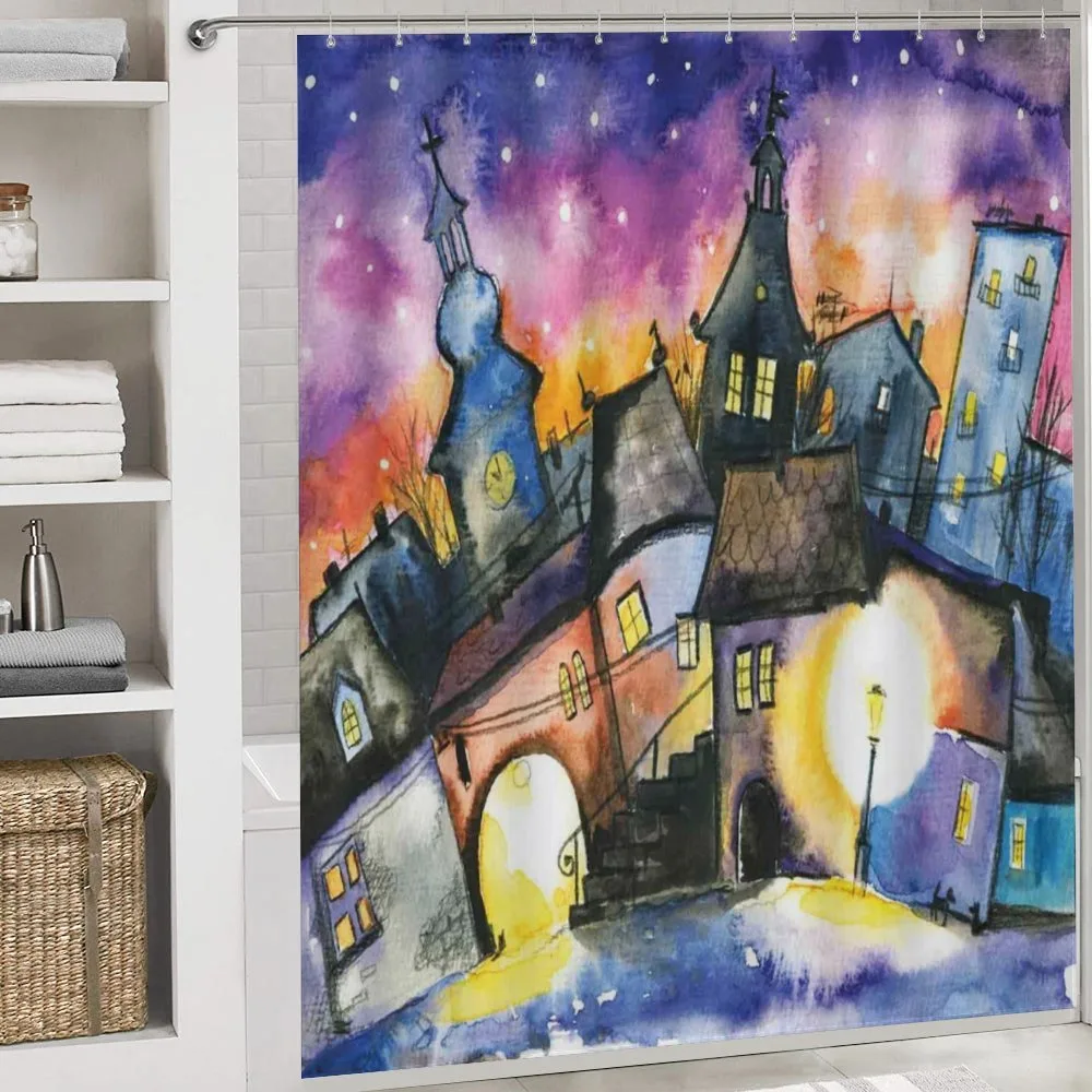 Town Night Watercolor — Detail 4
