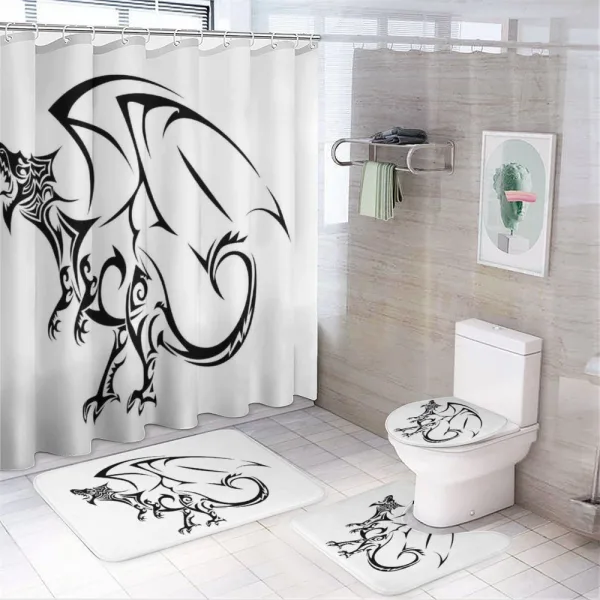 Tribal Dragon Sketch on a shower curtain