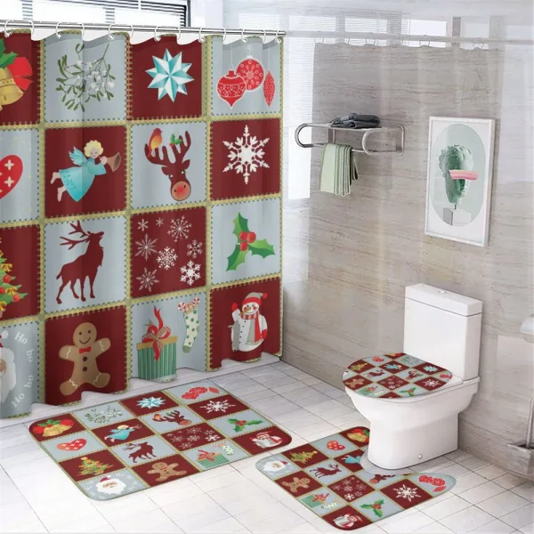 Xmas Tree Reindeers on a shower curtain
