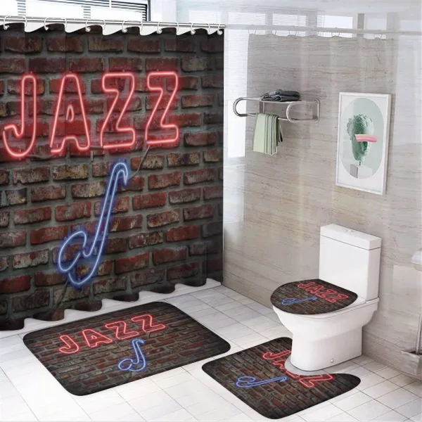 All Jazz Sign Brick Wall on a shower curtain