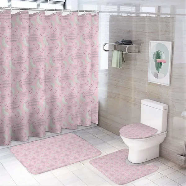 Blossoming Cherry Flowers on a shower curtain