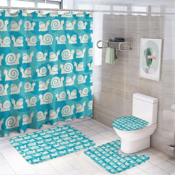 Cartoon Snails Leaves on a shower curtain