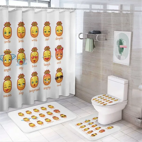 Funny Face Pineapples on a shower curtain