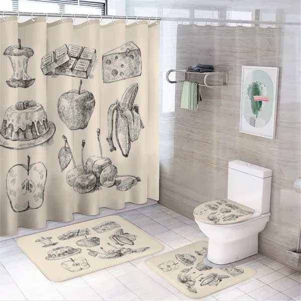 Hand-Drawn Sketch Meals on a shower curtain