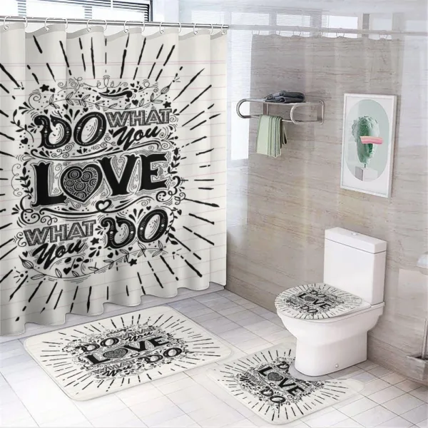 Hand-lettering and Swirls on a shower curtain