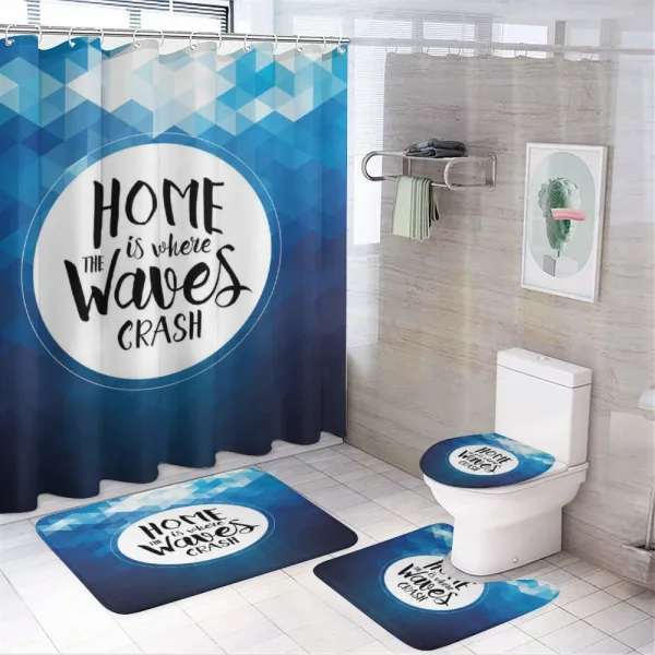 Home is Where Waves Crash on a shower curtain