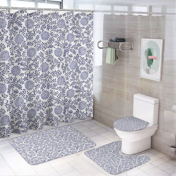 Japanese Bluebell Motif on a shower curtain