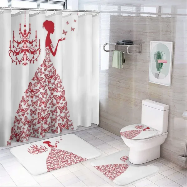 Monochrome Butterfly Princess on a shower curtain