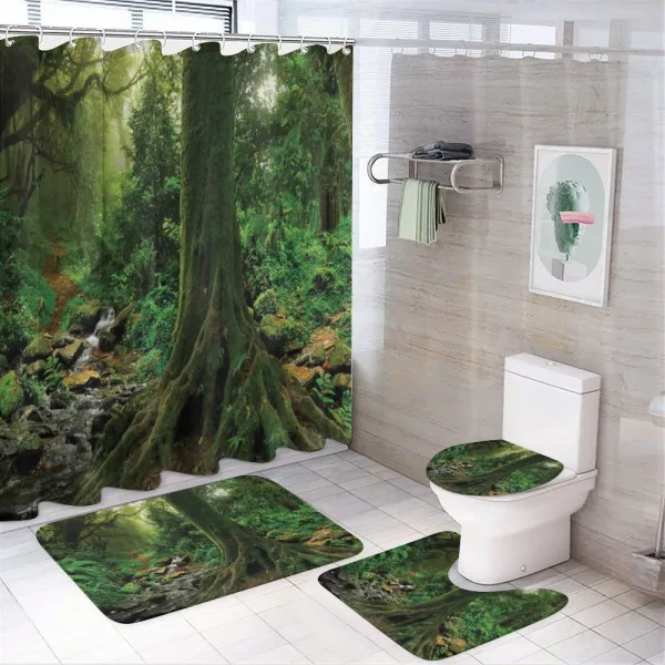 Moss on Trees Stream on a shower curtain
