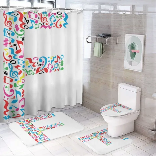 Music Notes Capital F on a shower curtain