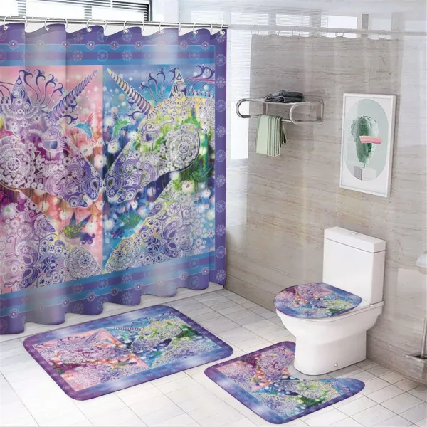 Myhtical Horses Floral on a shower curtain
