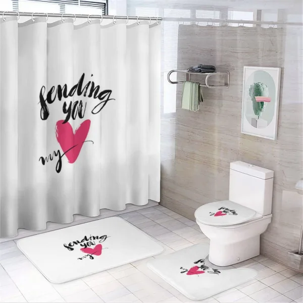 Sending You My Heart Words on a shower curtain