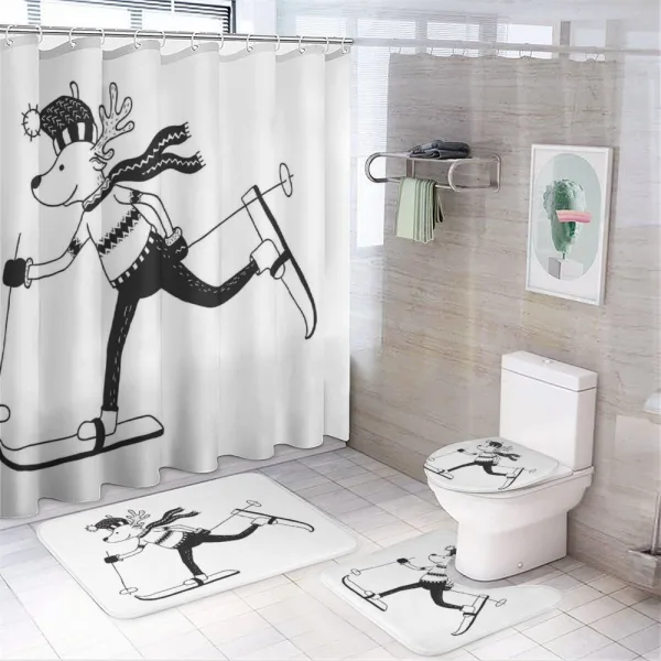 Skiing Funny Reindeer on a shower curtain
