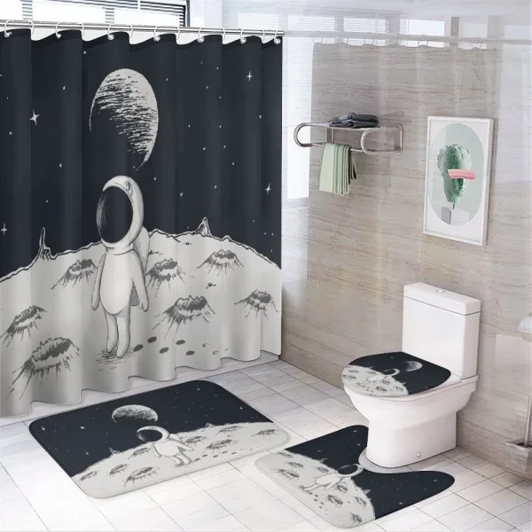 Space Children Happy on a shower curtain