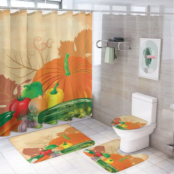Vivid Fresh Vegetables on a shower curtain