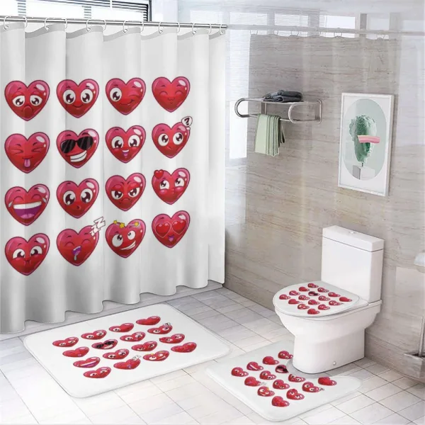 Abstract Cartoon Hearts on a shower curtain