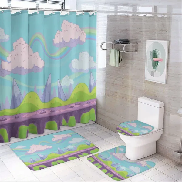 Abstract Fairy Tale Scene on a shower curtain