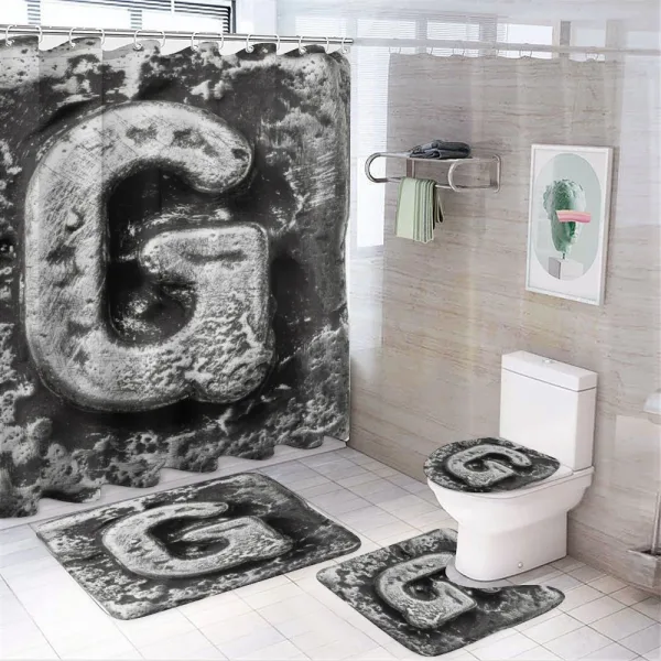 Capital Gothic Effect on a shower curtain