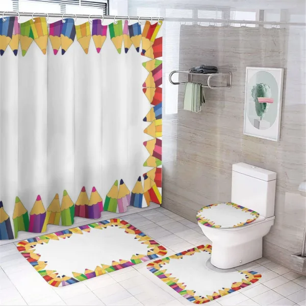 Colorful Pencils on a shower curtain