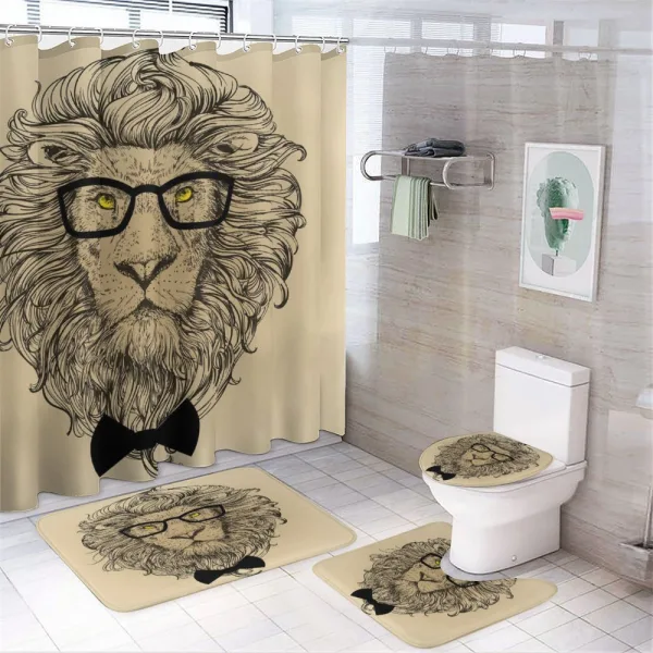 Dandy Cool Lion Character on a shower curtain