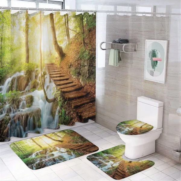 Deep Forest with Stream on a shower curtain