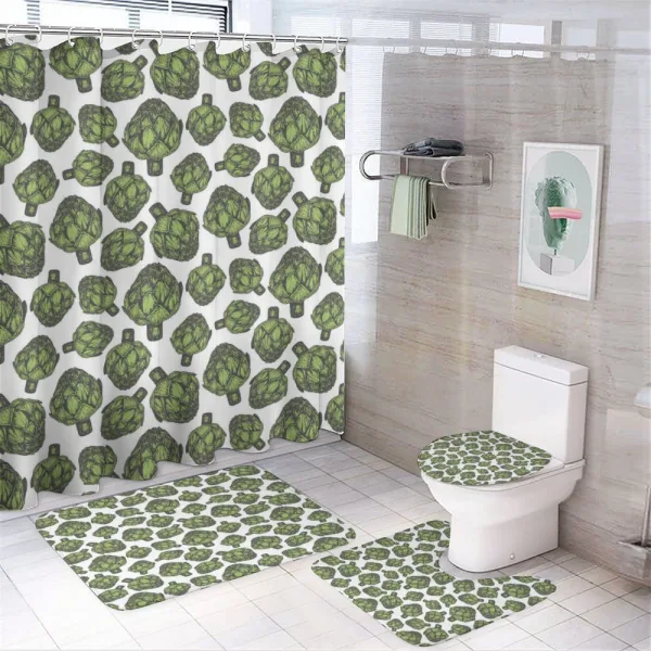 Detailed Drawing Food on a shower curtain