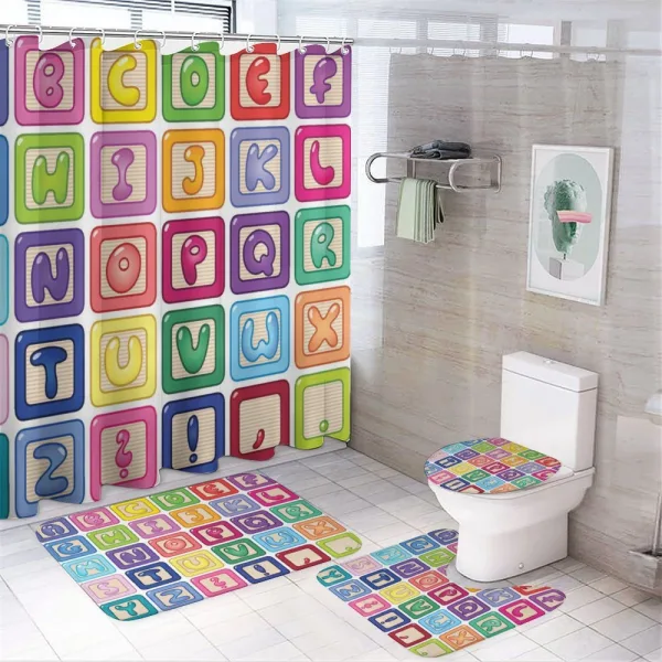 English Alphabet on a shower curtain