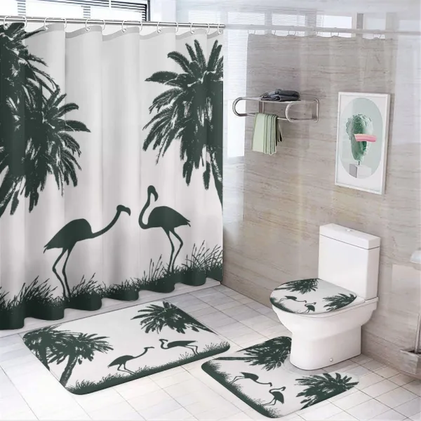 Flamingos and Palm Trees on a shower curtain