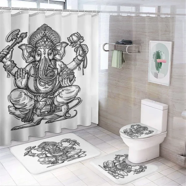 Folk Themed Symbol Timeless on a shower curtain