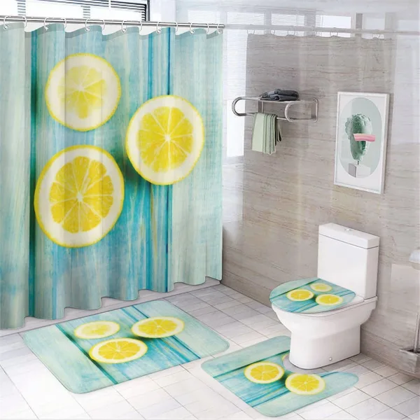 Juicy Slices Wood on a shower curtain
