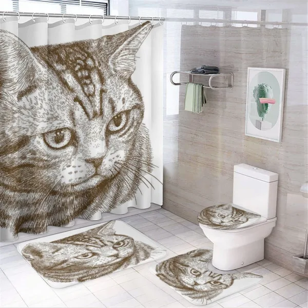 Portrait of a Kitty Hipster on a shower curtain