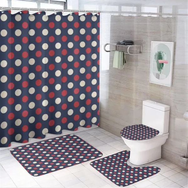 Retro Circles Stripes on a shower curtain