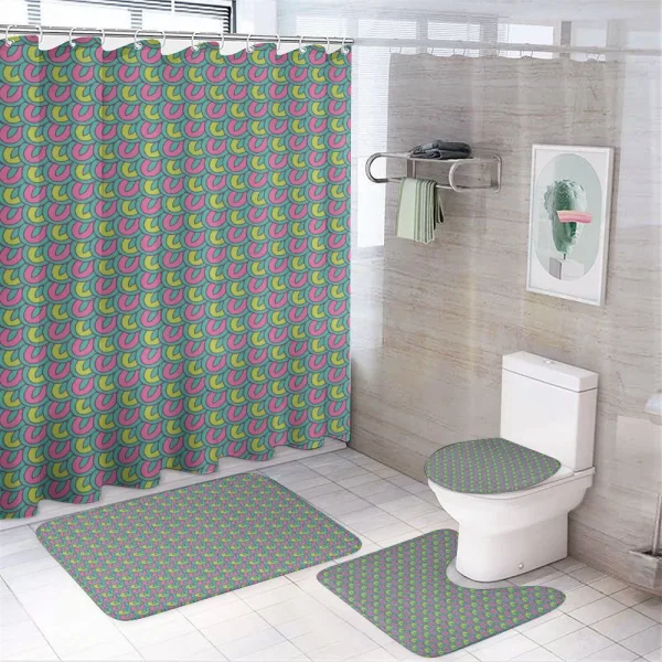 Retro Overlap Motif on a shower curtain