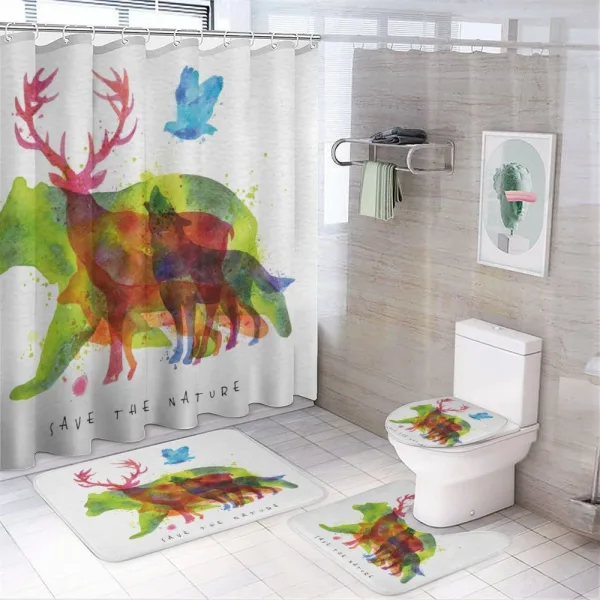 Alaska Animals Bear Wolf on a shower curtain