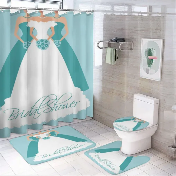 Bride with Bridemaids on a shower curtain