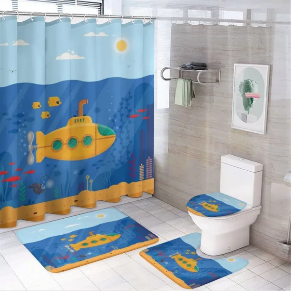 Cartoon Underwater Life on a shower curtain