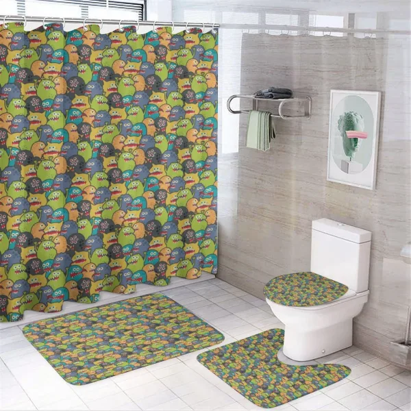 Colorful Monster Crowd on a shower curtain