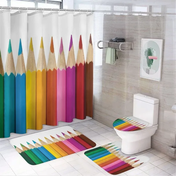 Colorful Pencils Macro Photo on a shower curtain