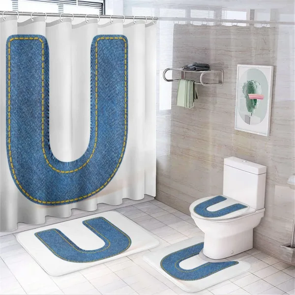 Denim Letter Alphabet on a shower curtain