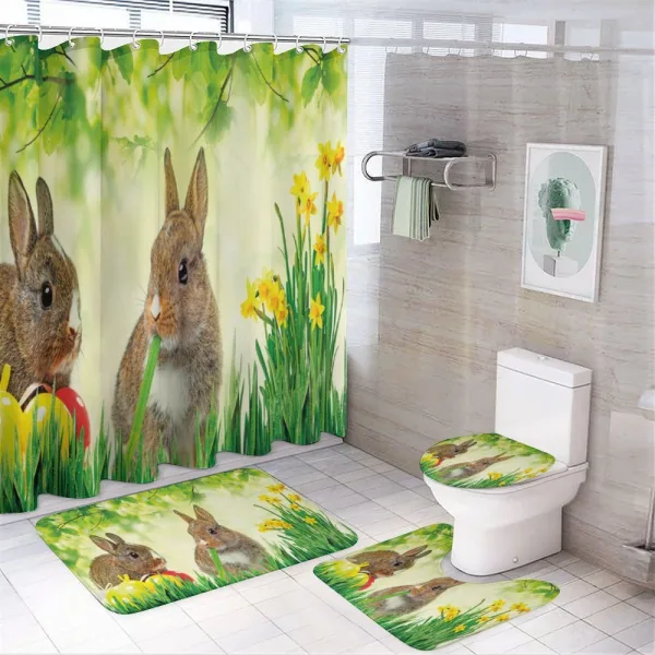 Easter Rabbits on a shower curtain