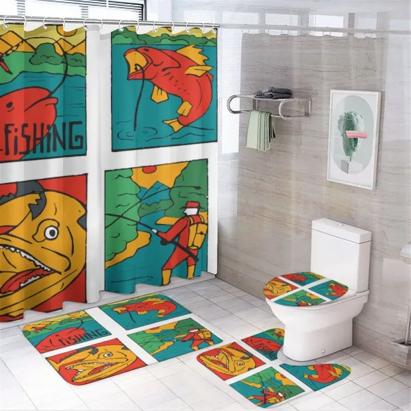 Fisherman Caricature on a shower curtain