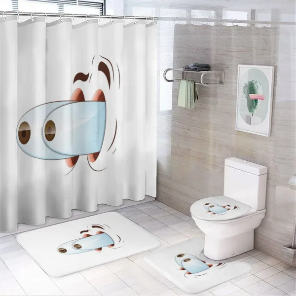 Goofy Surprised Character on a shower curtain